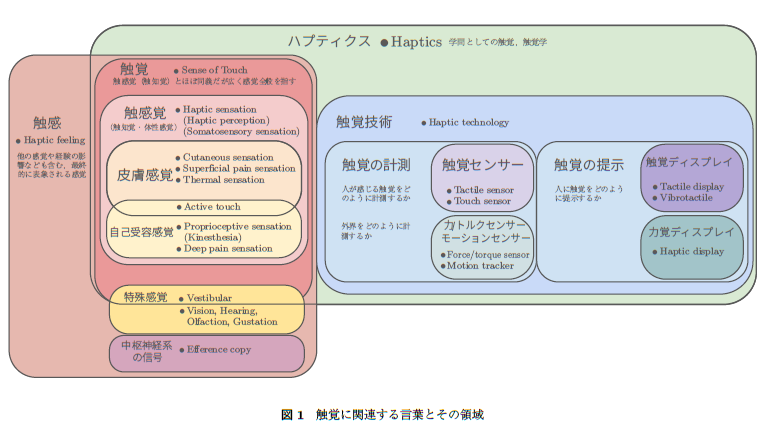 図1 触覚に関連する言葉とその領域